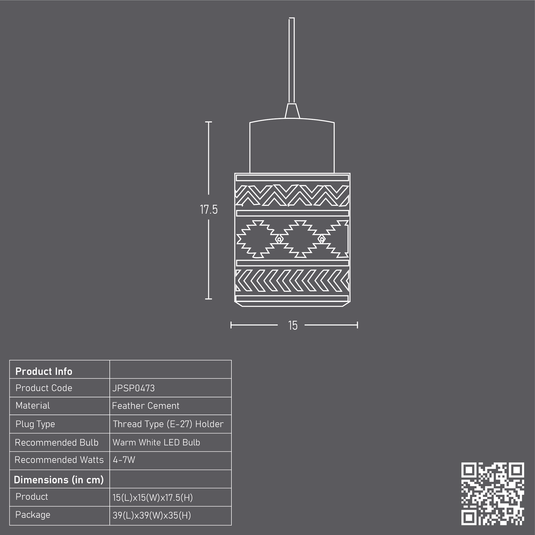 Canister Assorted Pendant Lamp (Aztec Print)