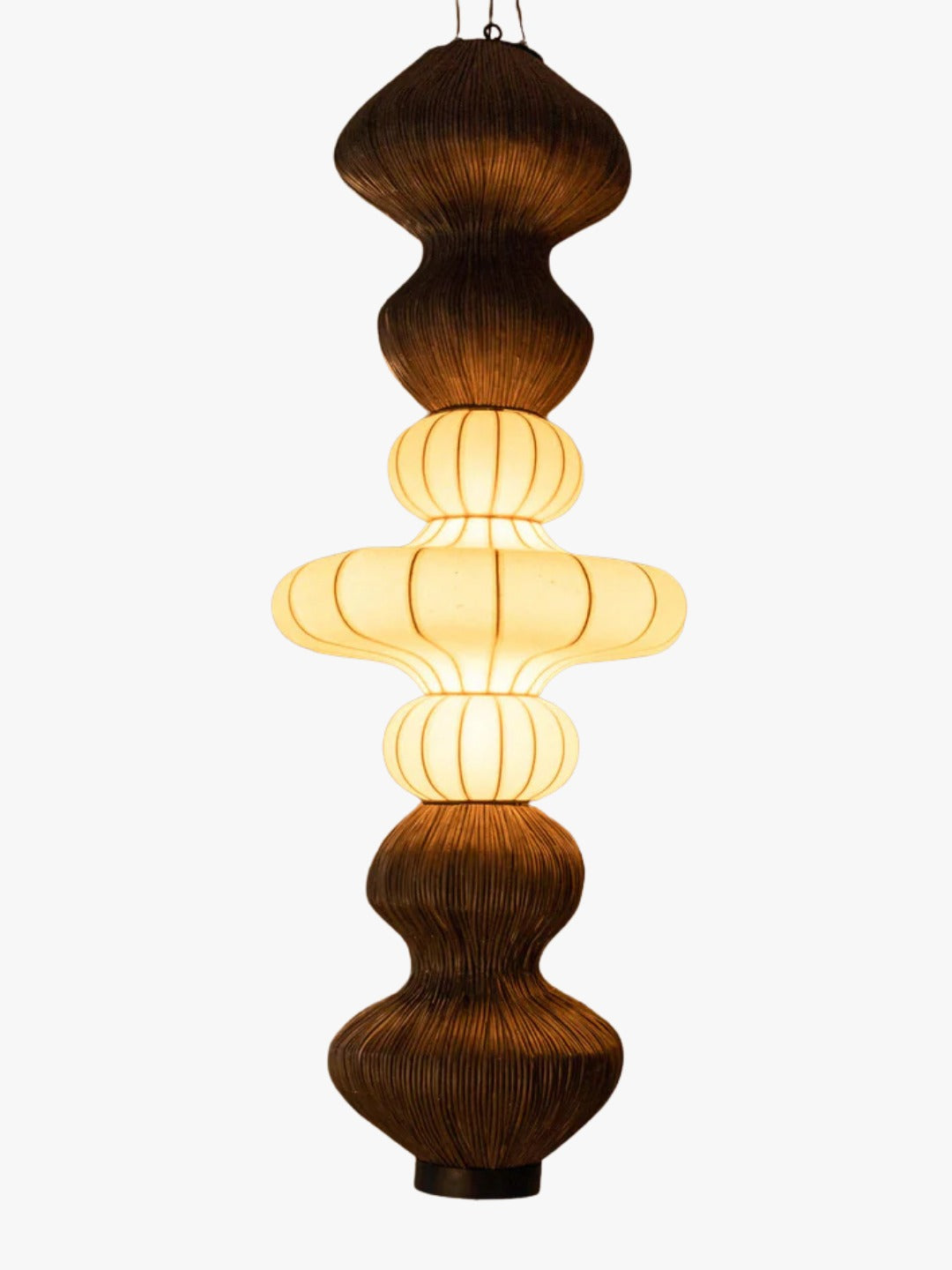 Hanging Gaia Pillar lamp with 3 Shades of Banana