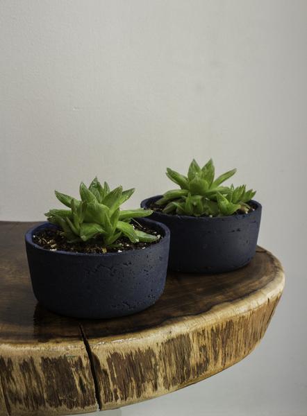 Cement Planter (Blue) - Set of 2