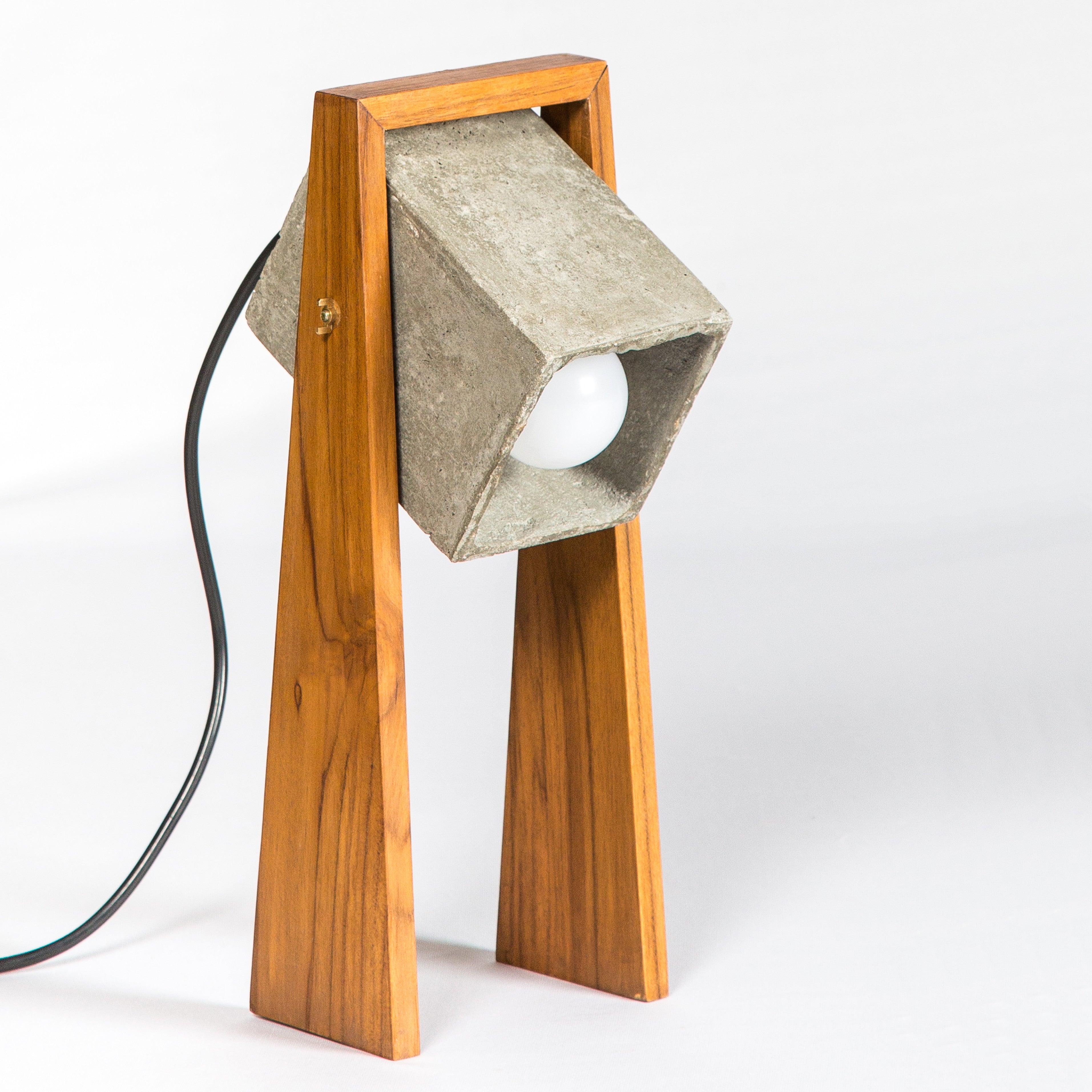 Cubitre Woodlot Table Lamp-JP Eco Design-cement,Decorative Table Lamp,Designer Table Lamps,Living Room Lamps,OVERSEAS,Reading Lamps Lights,Study Room Lamps,Study Table Lamps,wood,Wooden Lamps