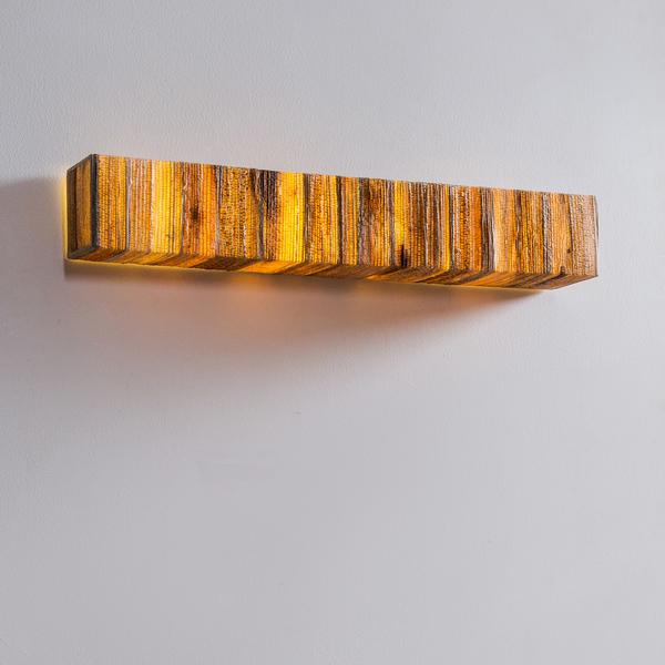 Tube Cover Square Bark Wall Lamp