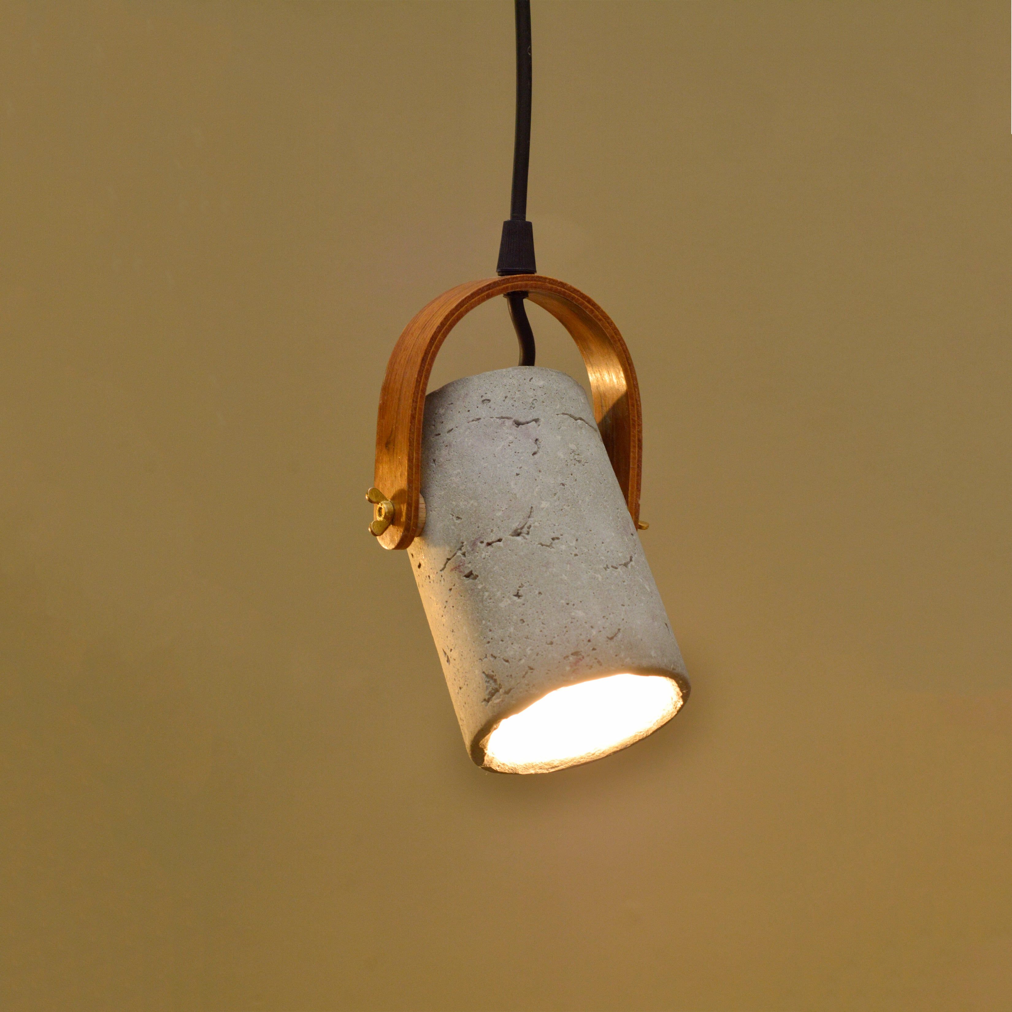 Cask Block Spot Pendant Lamp-JP Eco Design-Bedroom Lamps,cement,Living Room Lamps,OVERSEAS,Study Room Lamps,wood,Wooden Lamps
