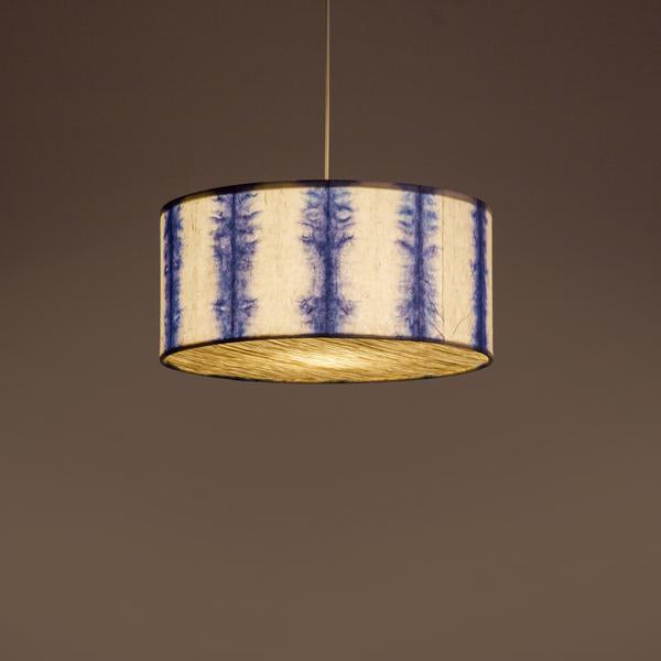 Blue Drum Shibori Linear Pendant Lamp