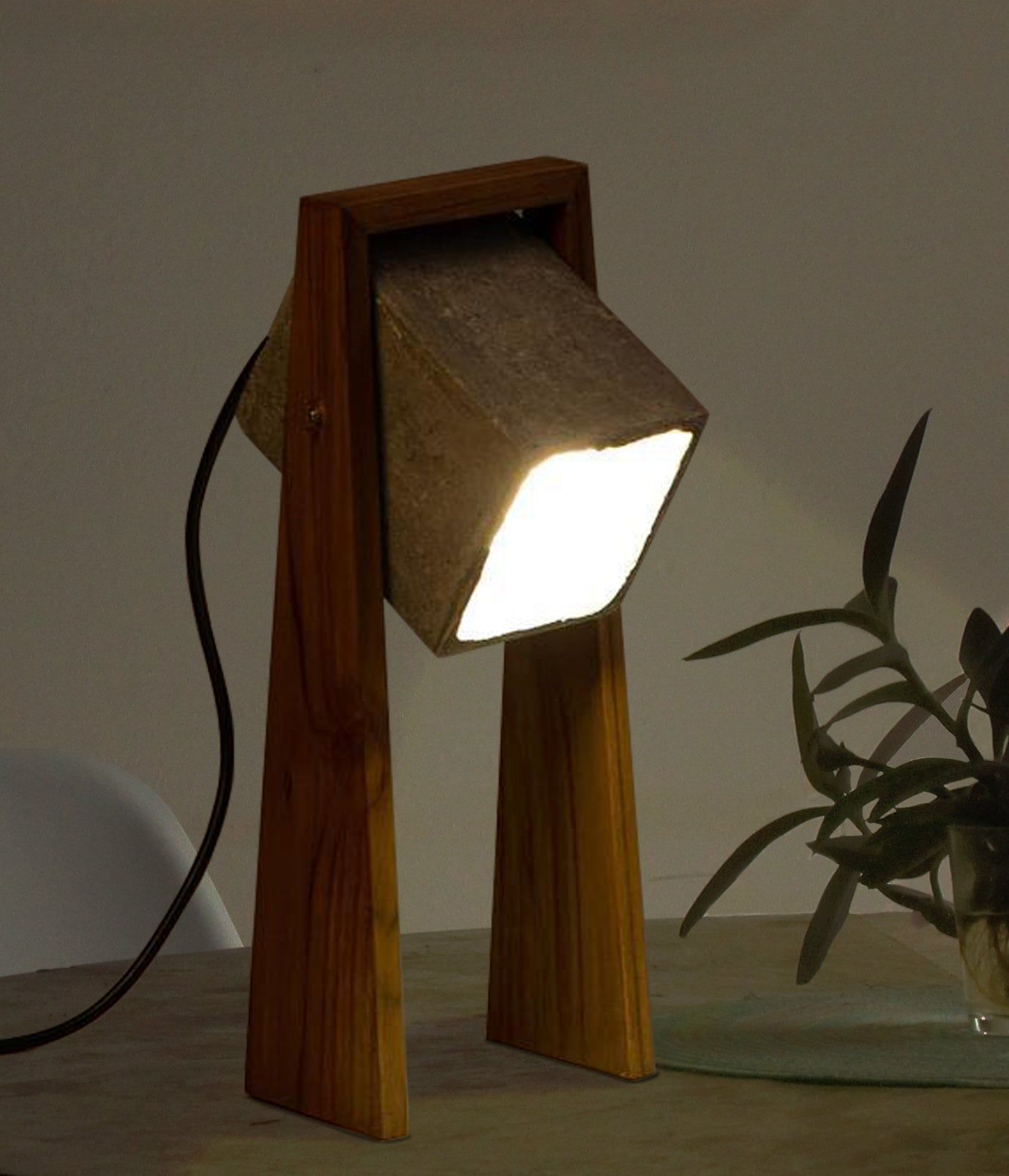 Cubitre Woodlot Table Lamp-JP Eco Design-cement,Decorative Table Lamp,Designer Table Lamps,Living Room Lamps,OVERSEAS,Reading Lamps Lights,Study Room Lamps,Study Table Lamps,wood,Wooden Lamps
