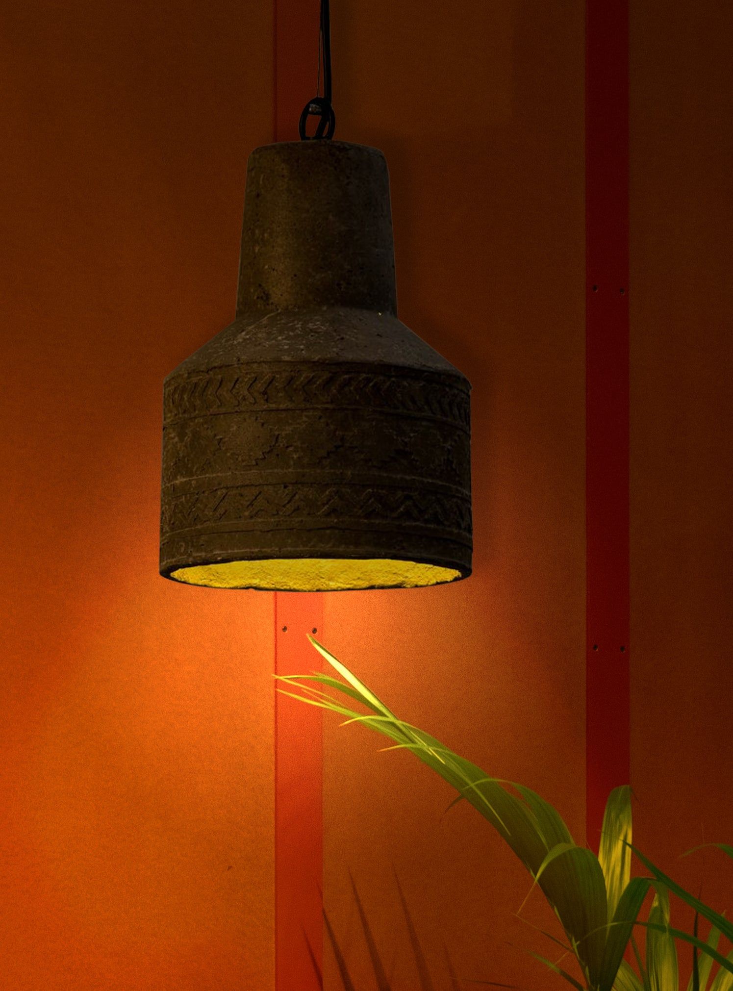 Gong Assorted Pendant Lamp (Aztec Print)-JP Eco Design-Bedroom Lamps,cement,Living Room Lamps,OVERSEAS,Study Room Lamps