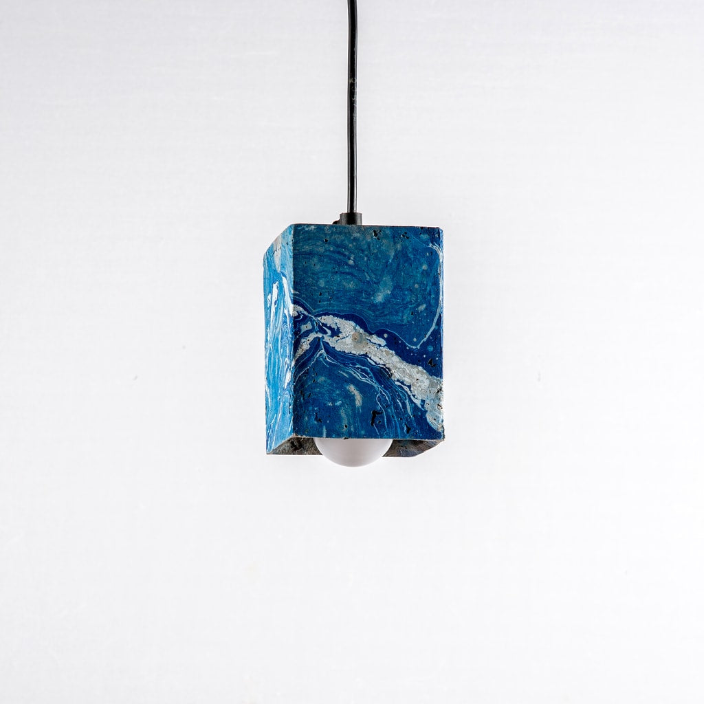 Azure Dappled Cubiture Pendant Lamp
