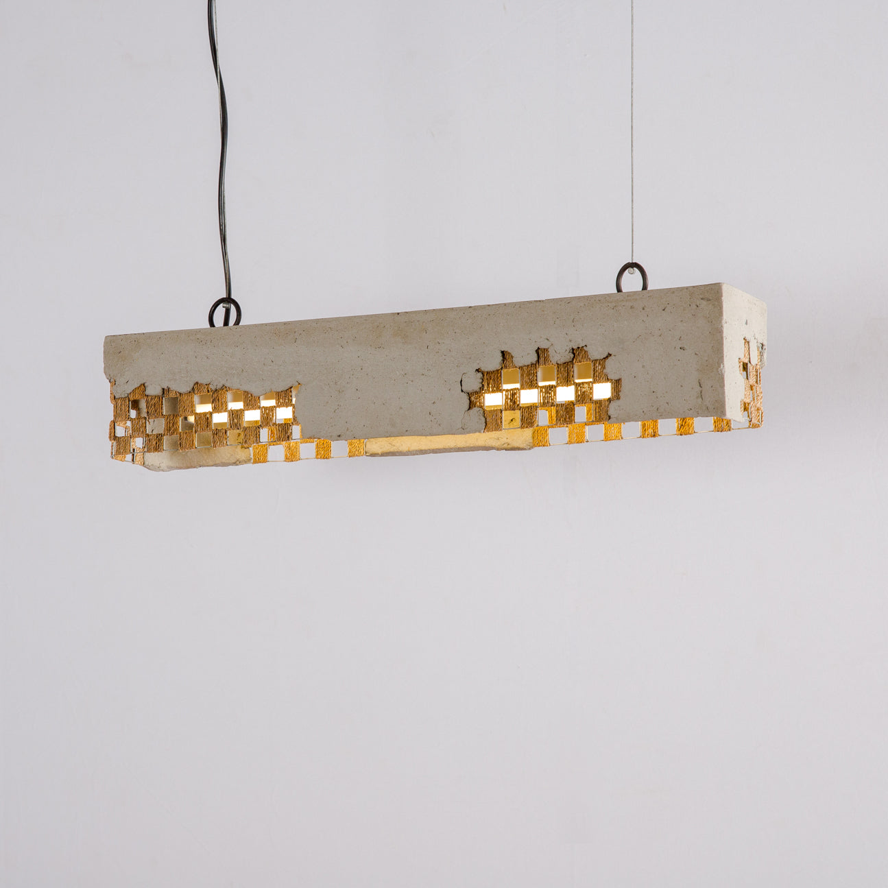 Oblong Pendant Lamp with Banana Fiber Mesh