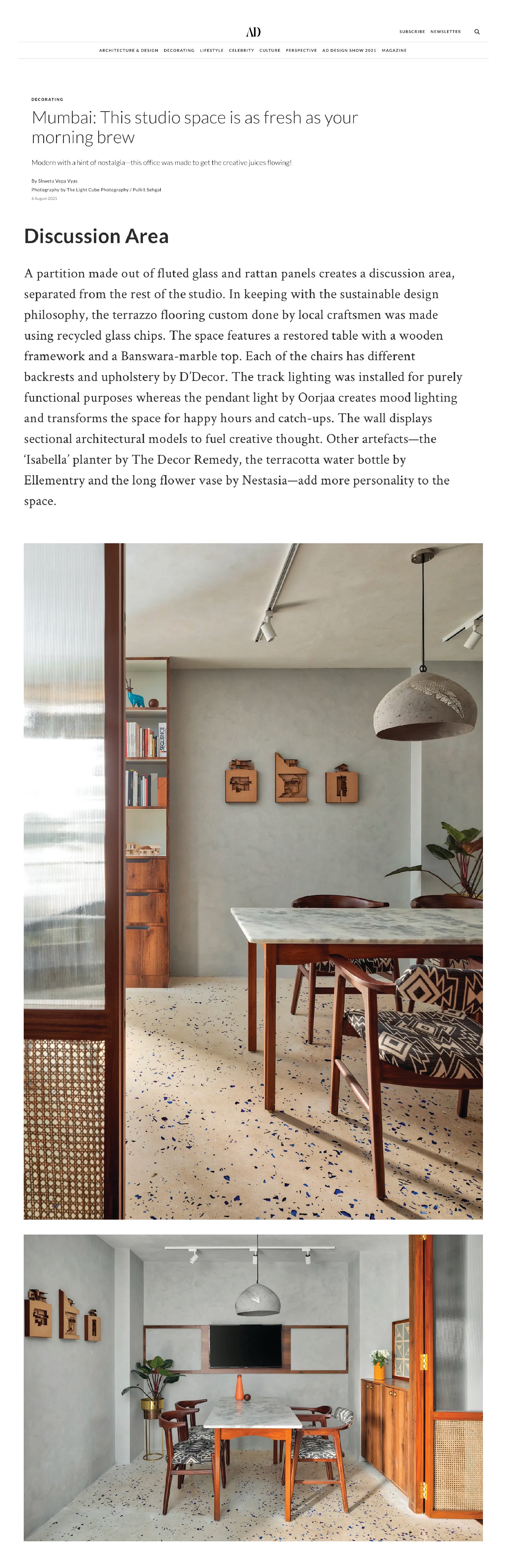 Coverage | Architectural Digest | August 2021