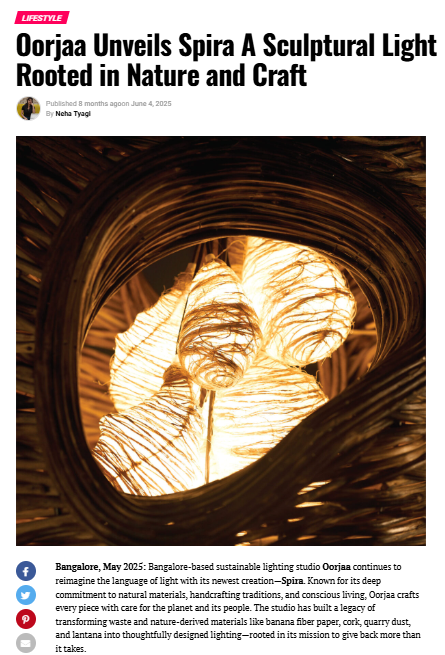 GLAMOUR MANTRA | SPIRA: A SCULPTURAL LIGHT ROOTED IN NATURE AND CRAFT