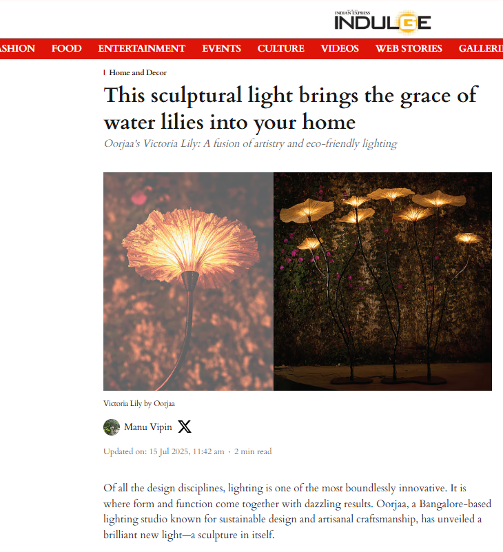 NEW INDIAN EXPRESS | THIS SCULPTURAL LIGHT BRINGS THE GRACE OF WATER LILIES INTO YOUR HOME