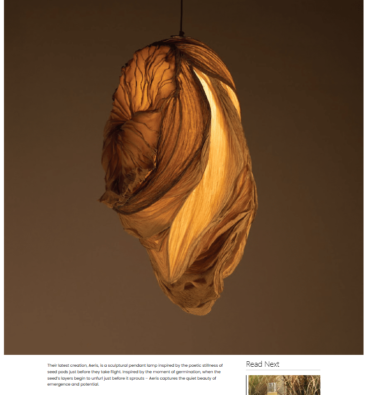 ARCHITECT AND INTERIORS INDIA | ADD A TOUCH OF NATURE TO YOUR INTERIORS WITH THIS SUSTAINABLY CRAFTED SCULPTURAL PENDANT LAMP