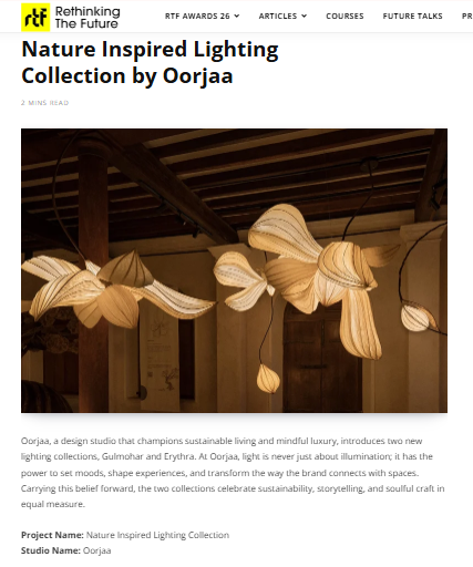 RETHINKING THE FUTURE | NATURE INSPIRED LIGHTING COLLECTION BY OORJAA