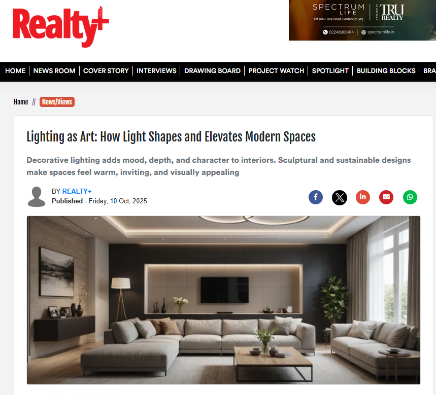 REALTY PLUS | LIGHTING AS ART: HOW LIGHT SHAPES AND ELEVATES MODERN SPACES