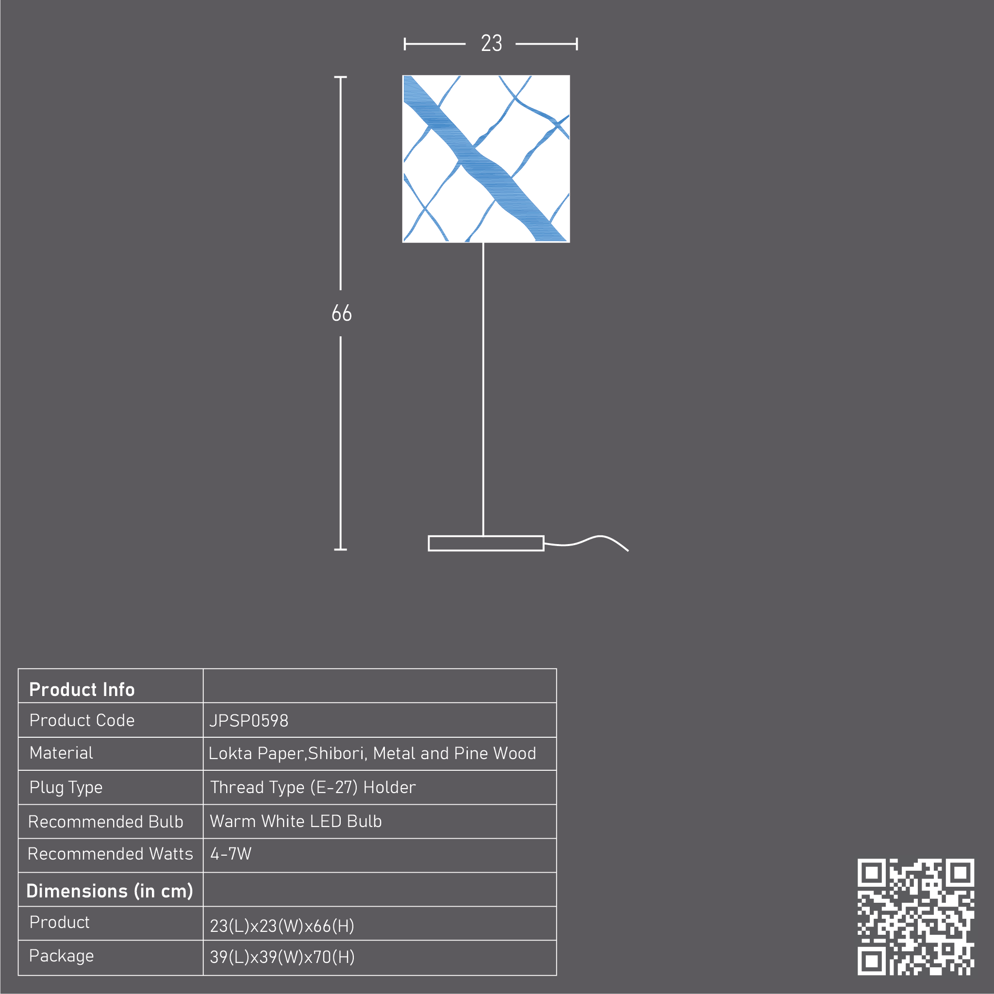 Blue Diamond Tower Shibori Table Lamp