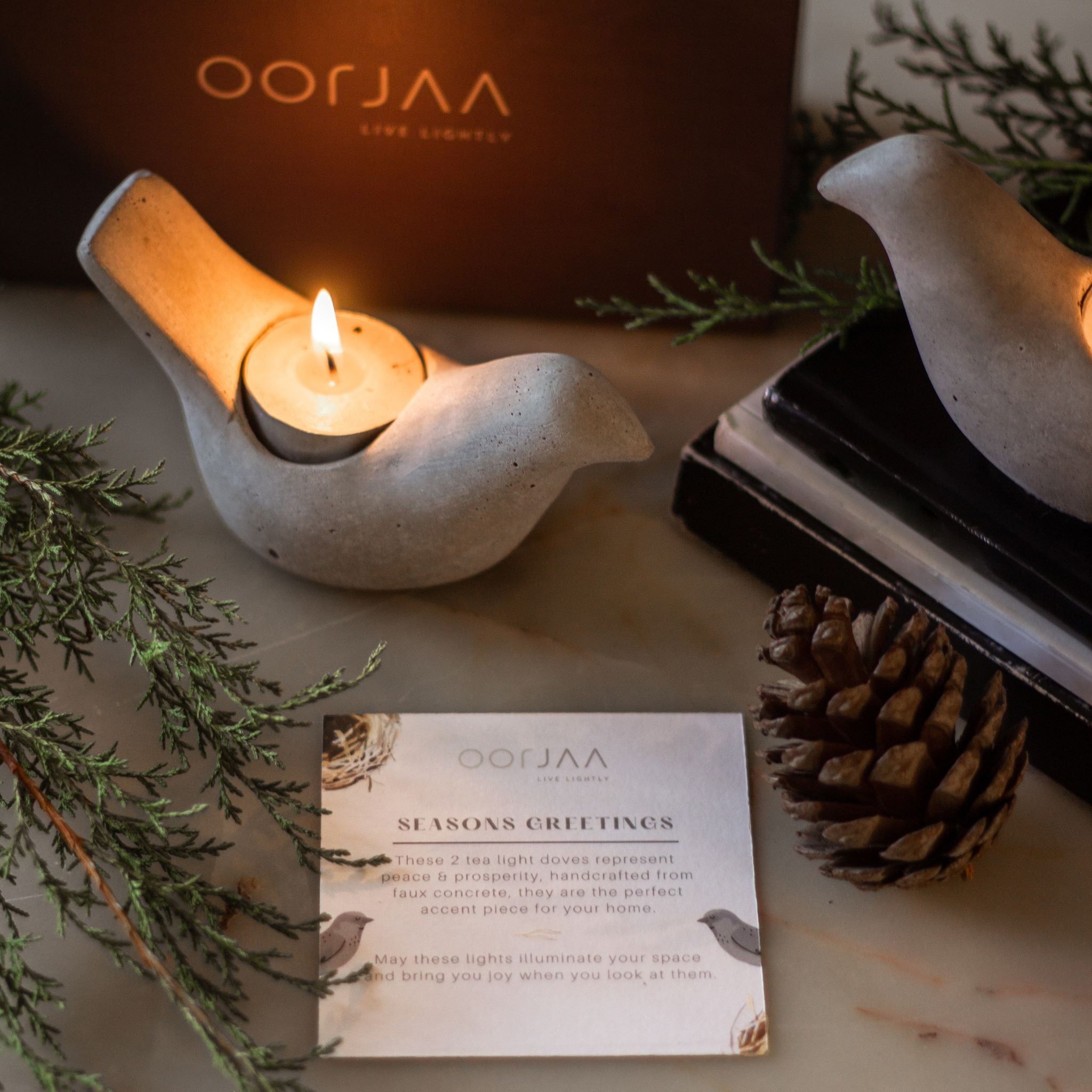 Dove tea lights (Set of 2 birds) - (Faux Concrete)