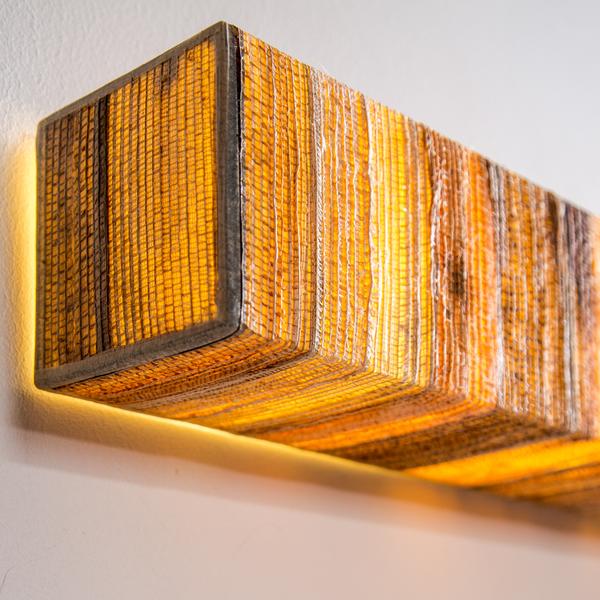 Tube Cover Square Bark Wall Lamp