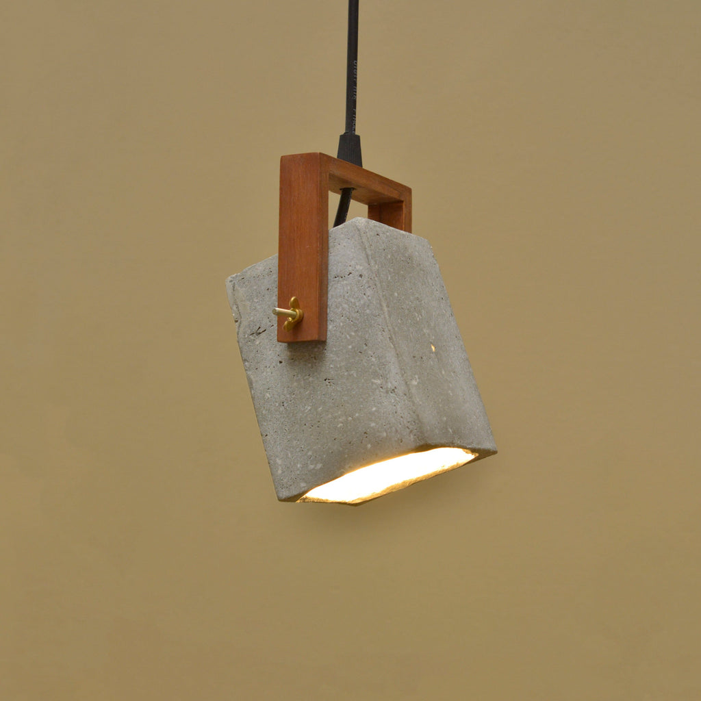 Cubiture Block Spot Pendant Lamp-JP Eco Design-Bedroom Lamps,cement,Living Room Lamps,OVERSEAS,Study Room Lamps,wood,Wooden Lamps