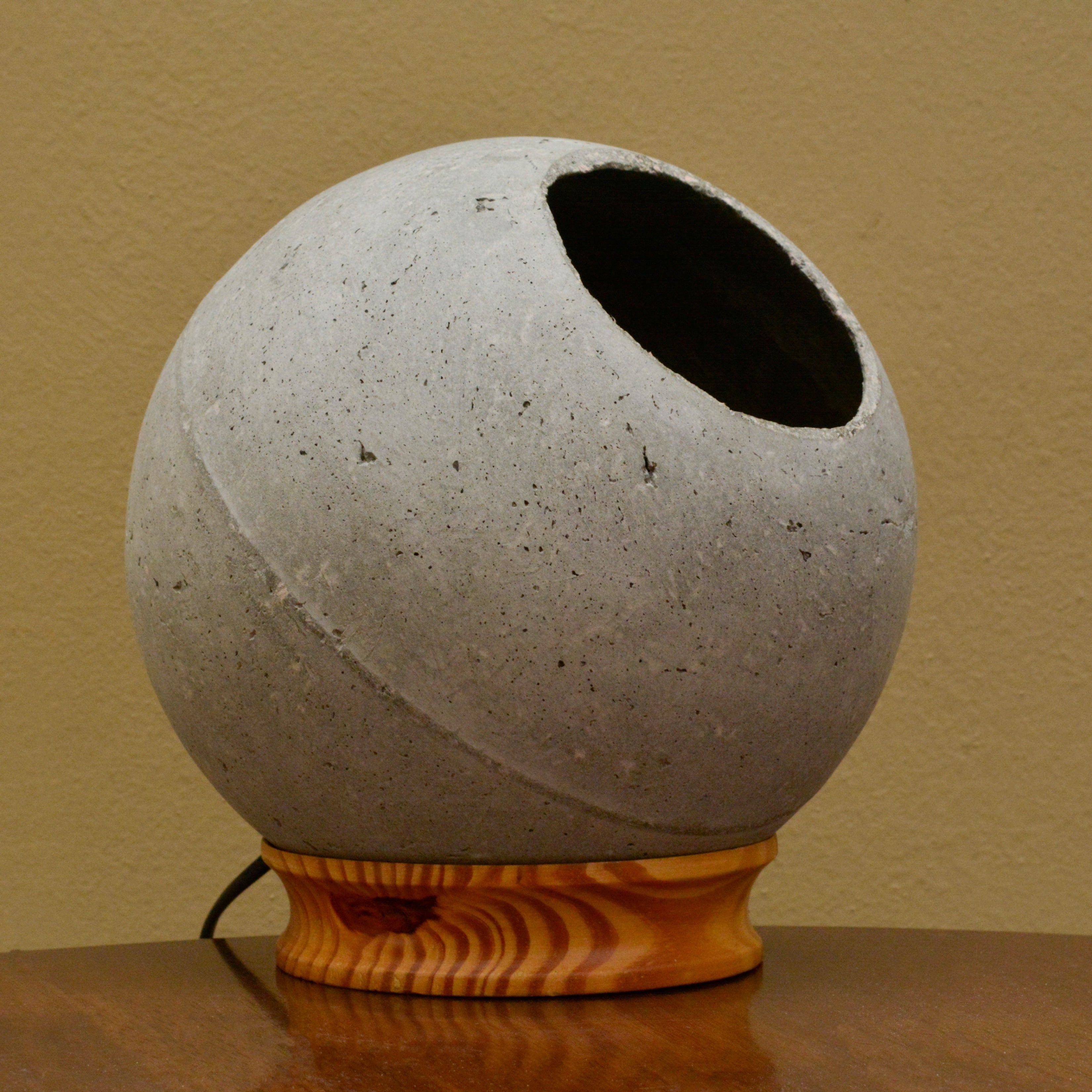 Woodlot Bulbous Table Lamp (Wooden Base)-JP Eco Design-cement,Decorative Table Lamp,Designer Table Lamps,Living Room Lamps,OVERSEAS,wood,Wooden Lamps