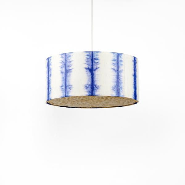 Blue Drum Shibori Linear Pendant Lamp