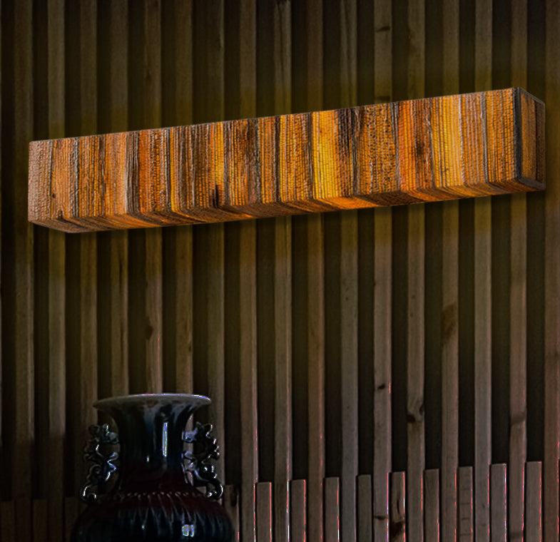 Tube Cover Square Bark Wall Lamp