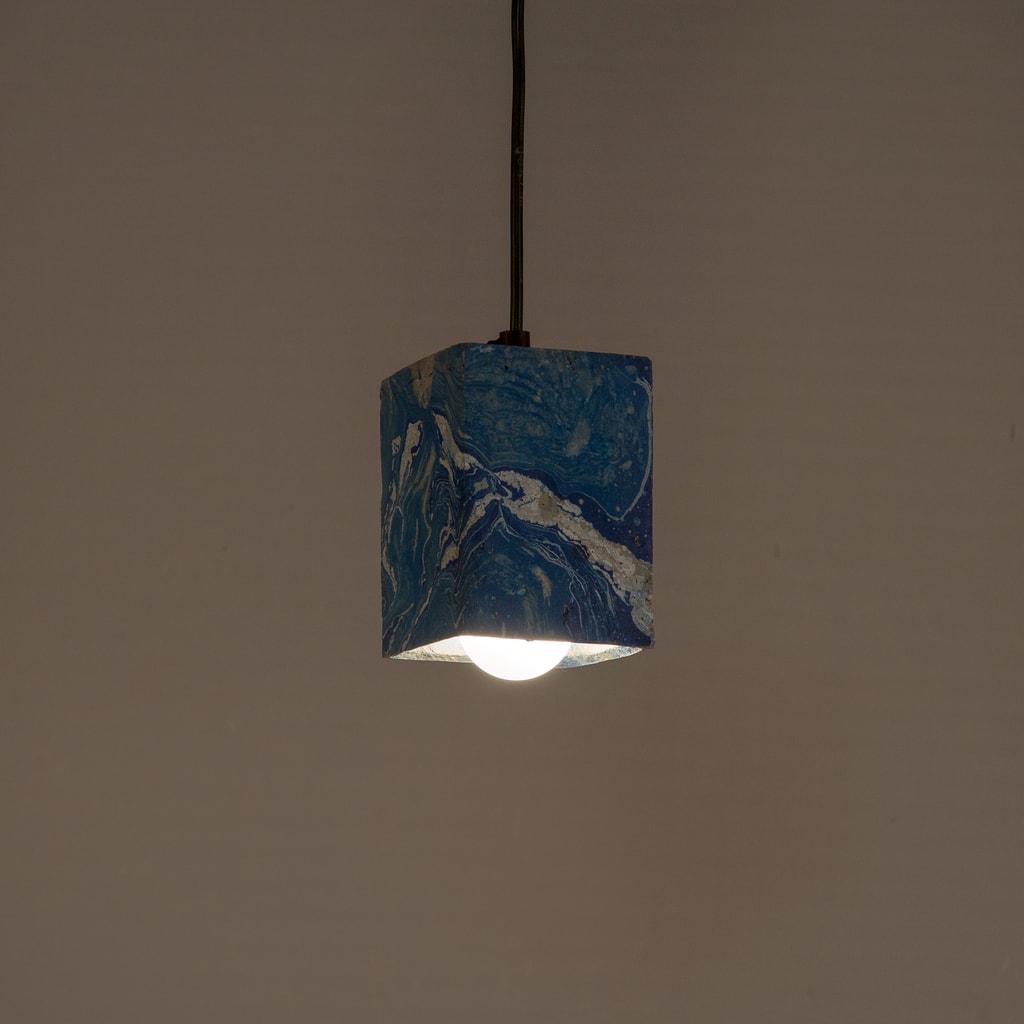 Azure Dappled Cubiture Pendant Lamp