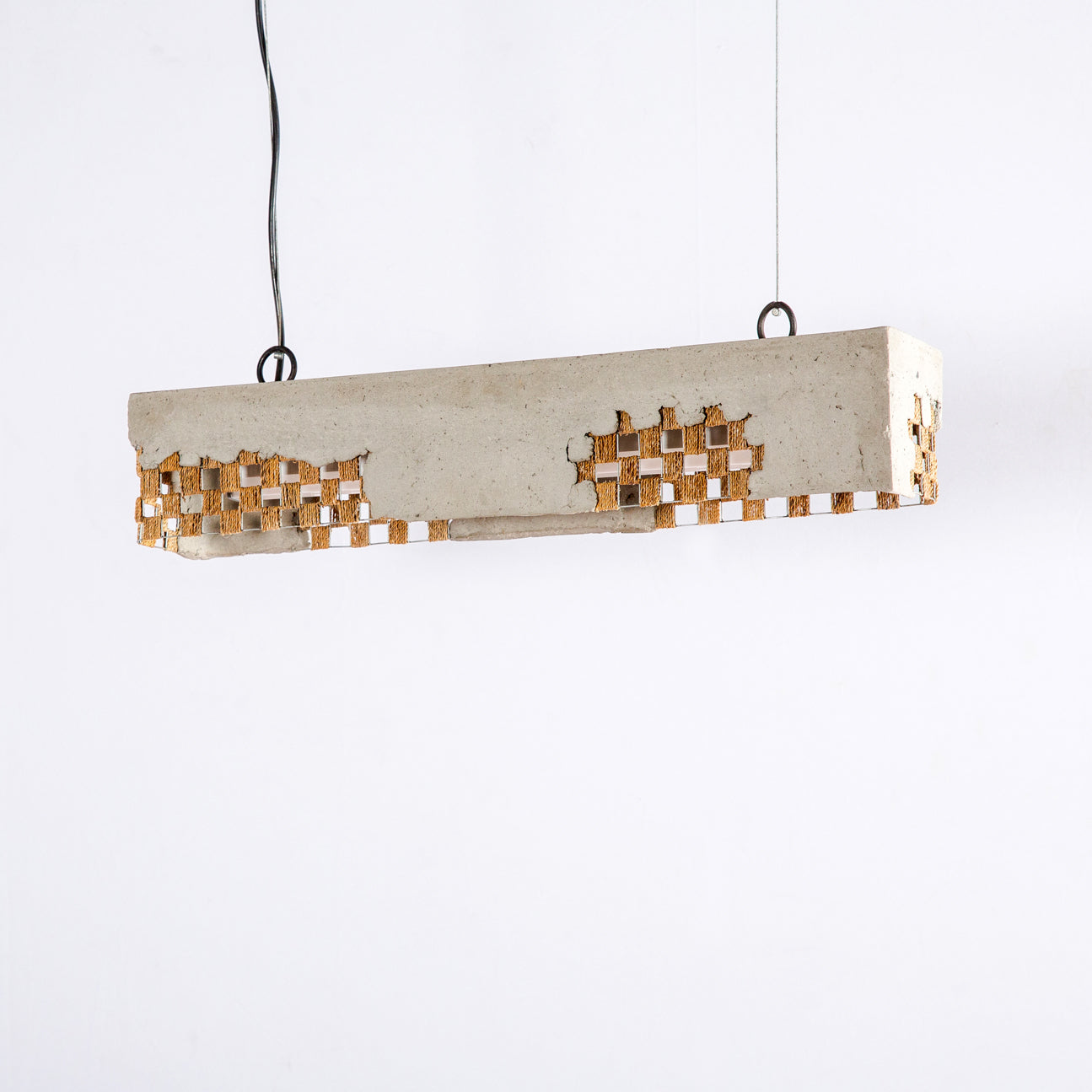 Oblong Pendant Lamp with Banana Fiber Mesh